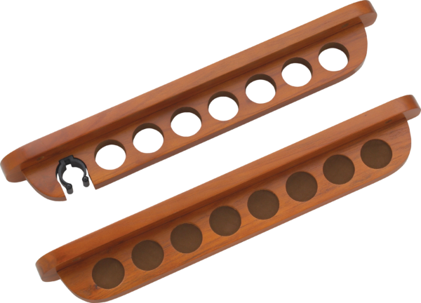 7 Cue Wall Rack w/ Bridge Clip - Honey